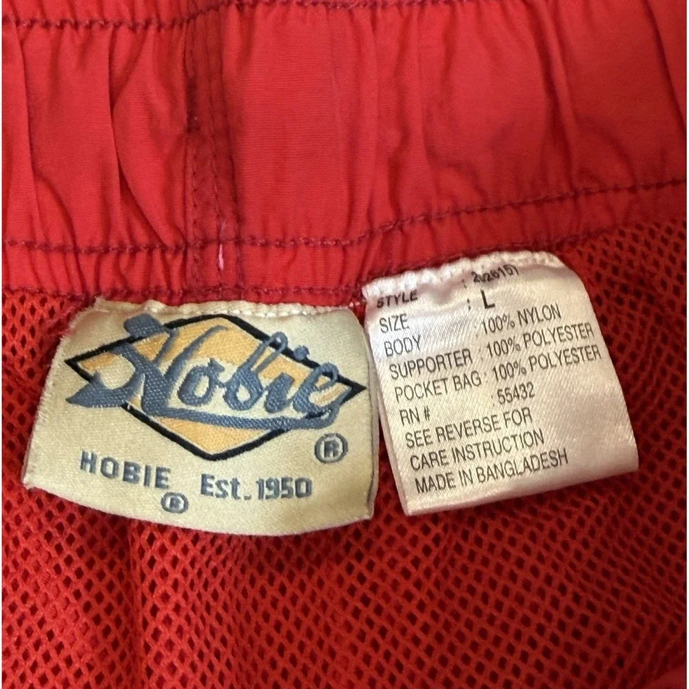Vtg Hobie Swim Trunks Board Surf Shorts Hawaiian Hibiscus 90s‎ Cargo Pocket Red